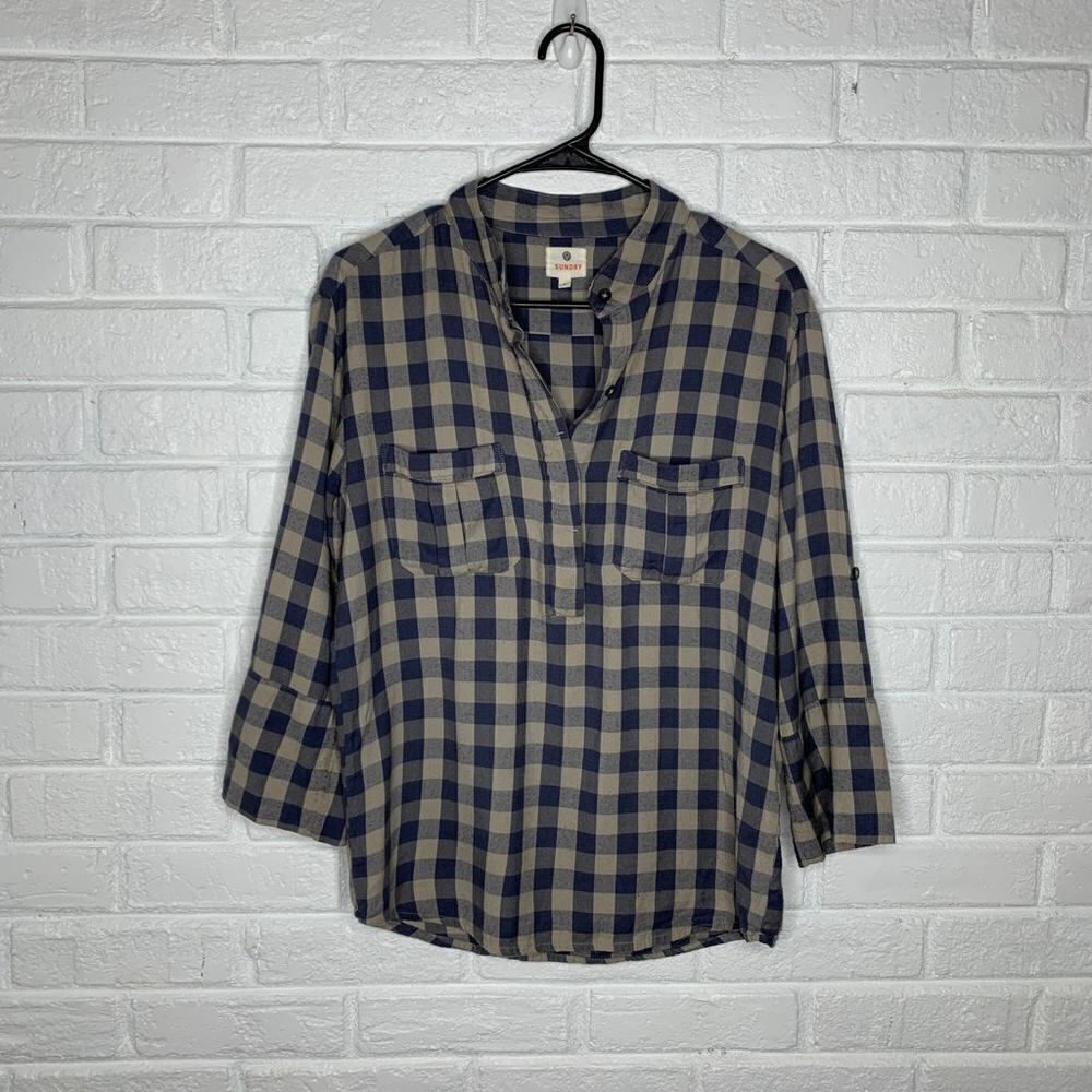 Sundry‎ Plaid Popover Pocket Front Top size 2